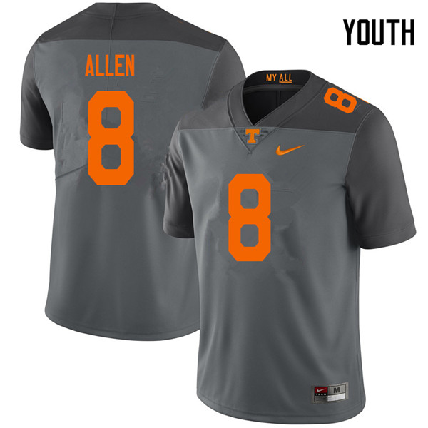 Youth #8 Jordan Allen Tennessee Volunteers College Football Jerseys Sale-Gray - Click Image to Close